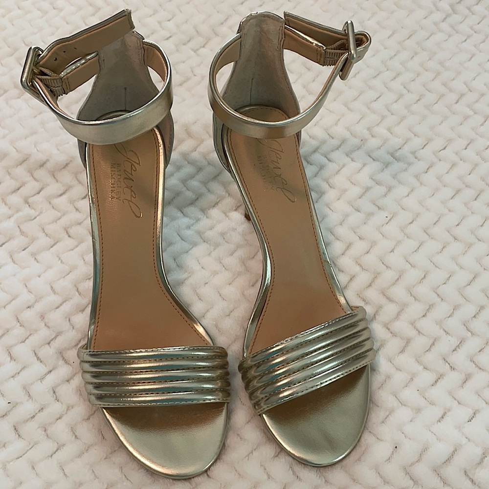 Gold ankle strap heels